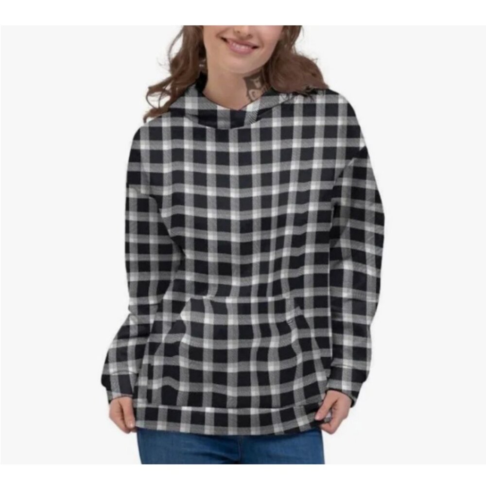 Vera Bradley Women's Pearl Buffalo Checker Pullover Fleece Pajama Hoodie Size S